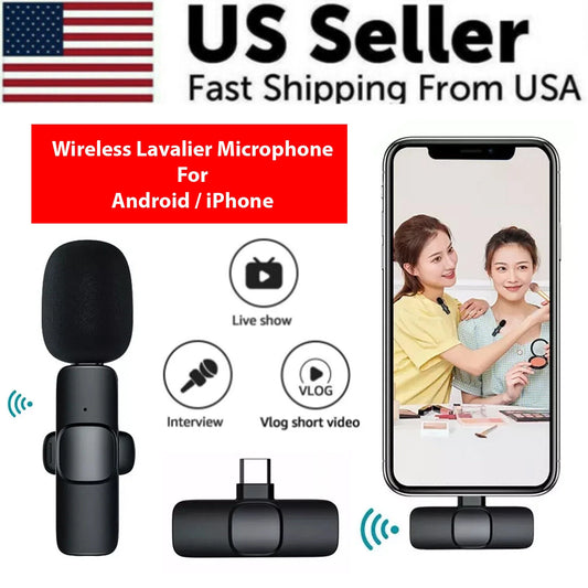 Lavalier Microphone Wireless Audio Video Recording Mini Mic for Android/Iphone