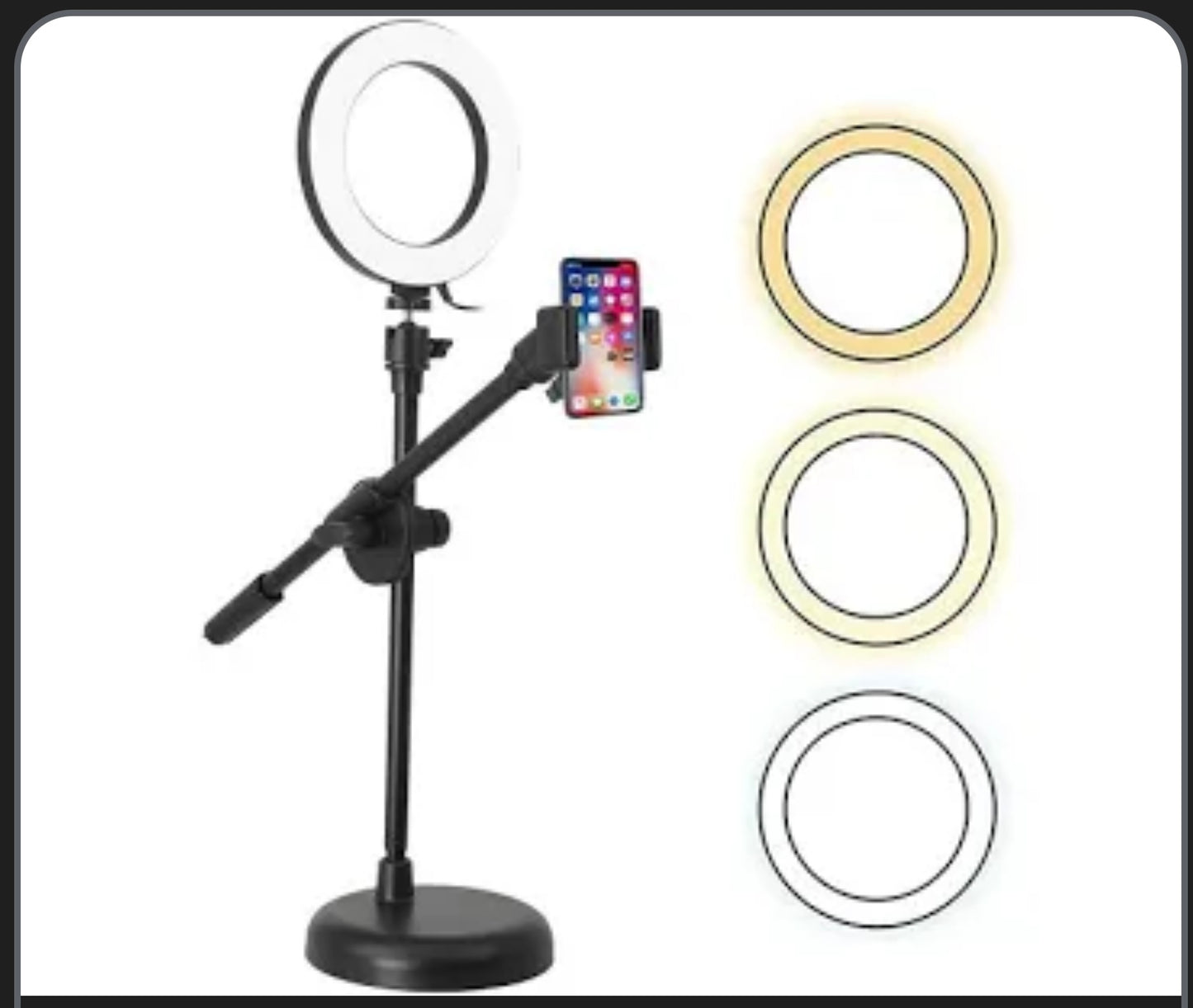 5Core 6 Inch Ring Light + Cell Phone Stand Adjustable Ringlight LED W Phone Holder