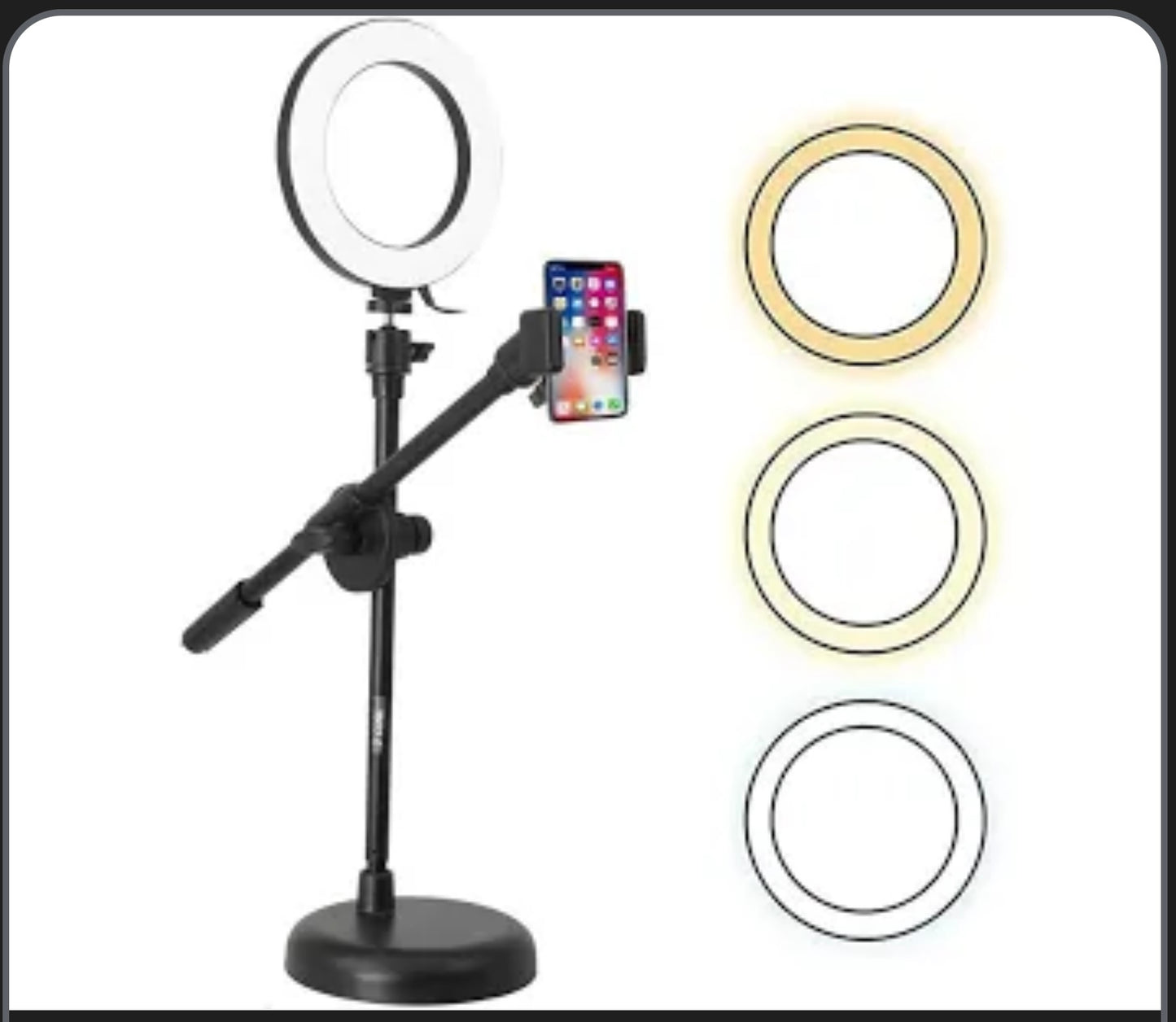 5Core 6 Inch Ring Light + Cell Phone Stand Adjustable Ringlight LED W Phone Holder