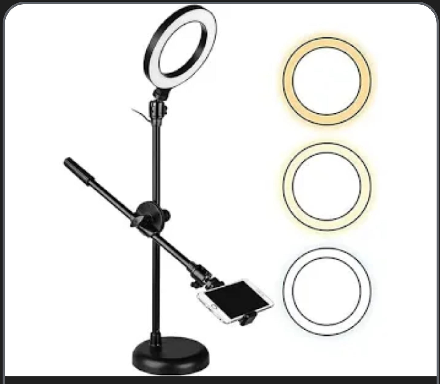 5Core 6 Inch Ring Light + Cell Phone Stand Adjustable Ringlight LED W Phone Holder