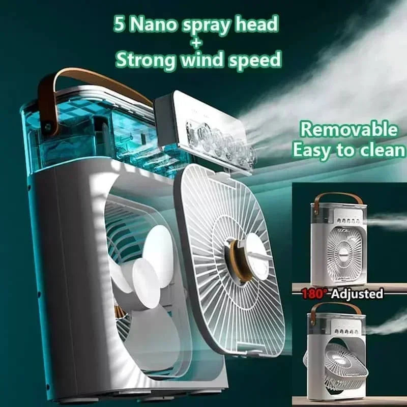 3 in 1 New Fan Air Conditioner Household Small Air Cooler LED Night Light Portable Humidifier Air Adjustment Fan Office Home Fan