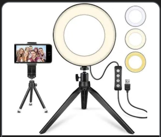 5Core 6 Inch Ring Light + Cell Phone Stand Adjustable Ringlight LED W Phone Holder