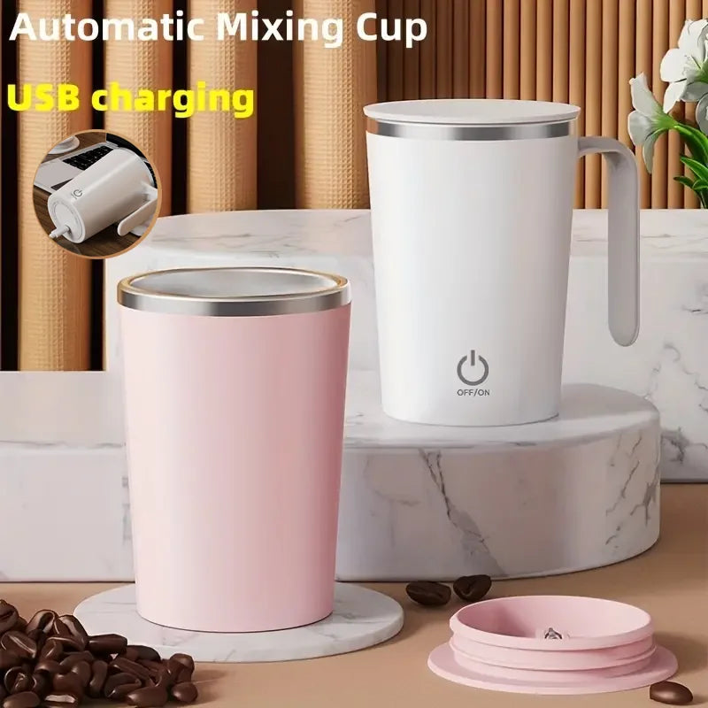 400ml Automatic Stirring Cup Mug Rechargeable Portable Coffee Electric Stirring Stainless Steel Rotating Magnetic Drinking Tools