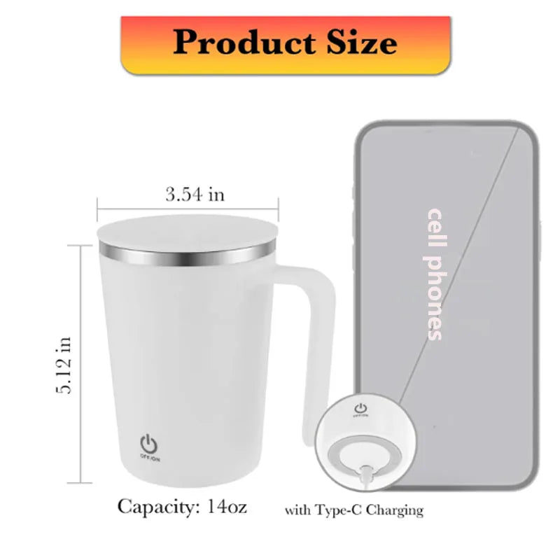 400ml Automatic Stirring Cup Mug Rechargeable Portable Coffee Electric Stirring Stainless Steel Rotating Magnetic Drinking Tools