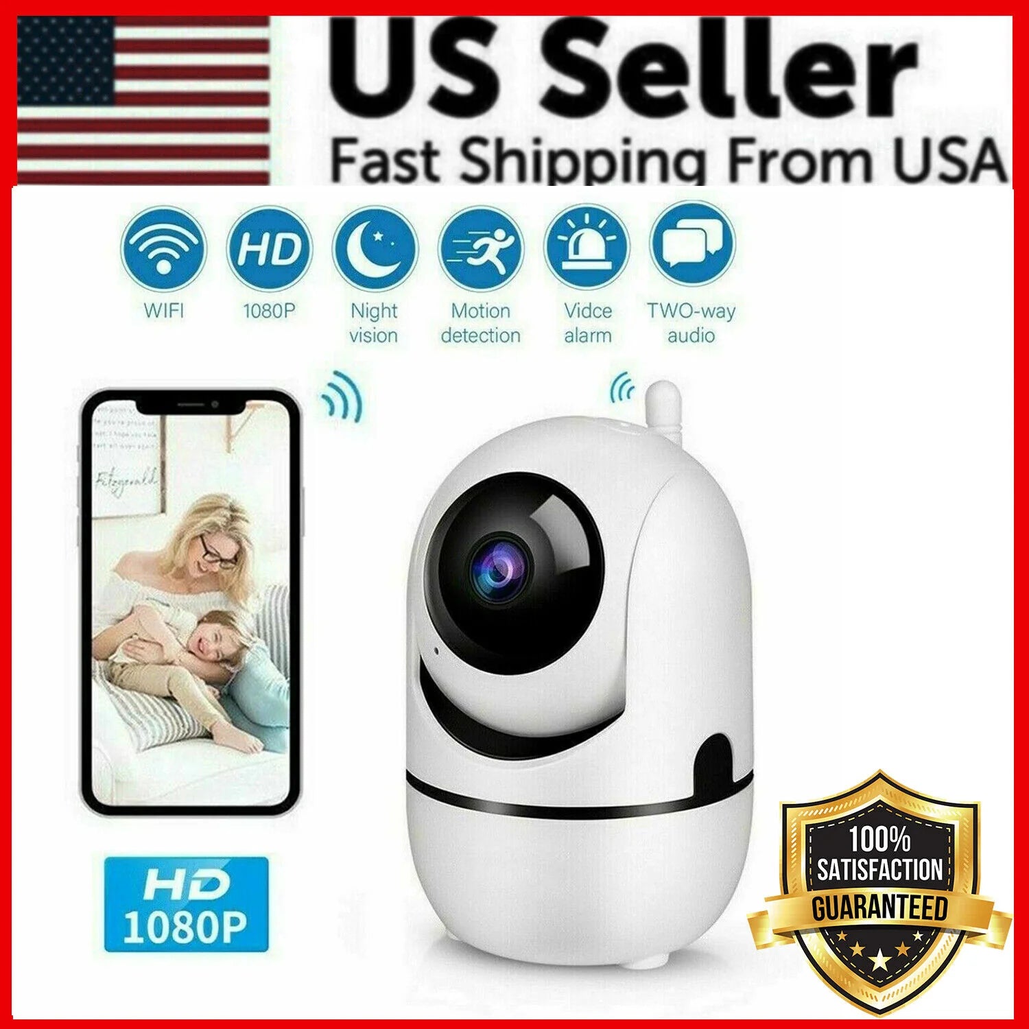 1080P Wifi Wireless Indoor Home Security Camera Night Vision Baby Pet Monitor